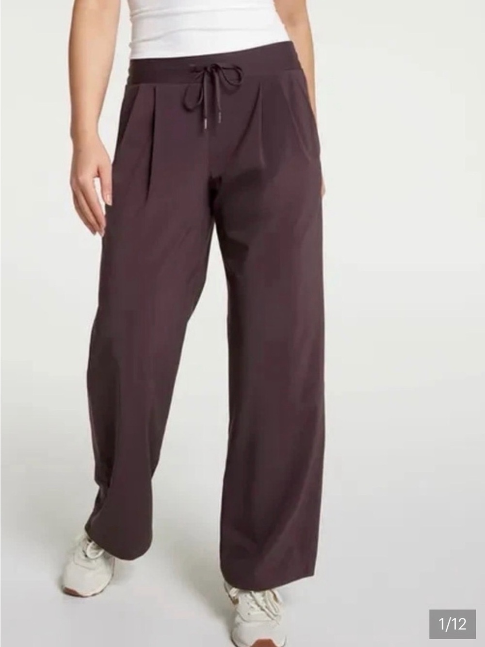 Calia Journey Wide-Leg Mid-Rise Pants in dark brown